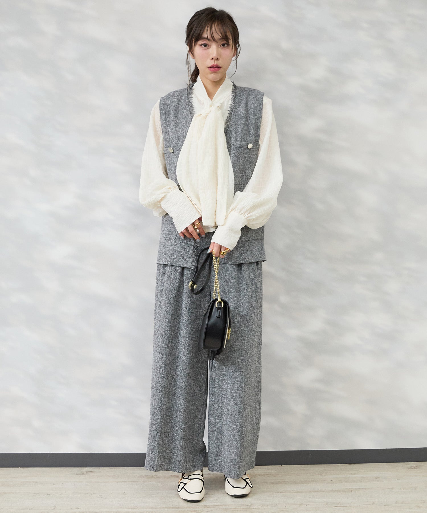 【JETSET SOLO PLUS】ツイードフリンジジレ