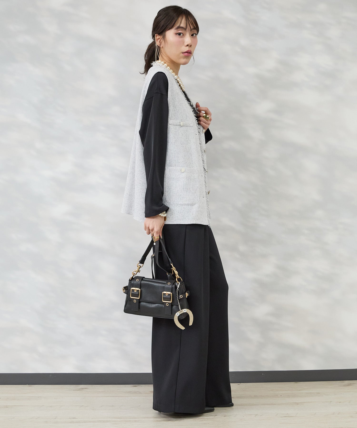 【JETSET SOLO PLUS】ツイードフリンジジレ