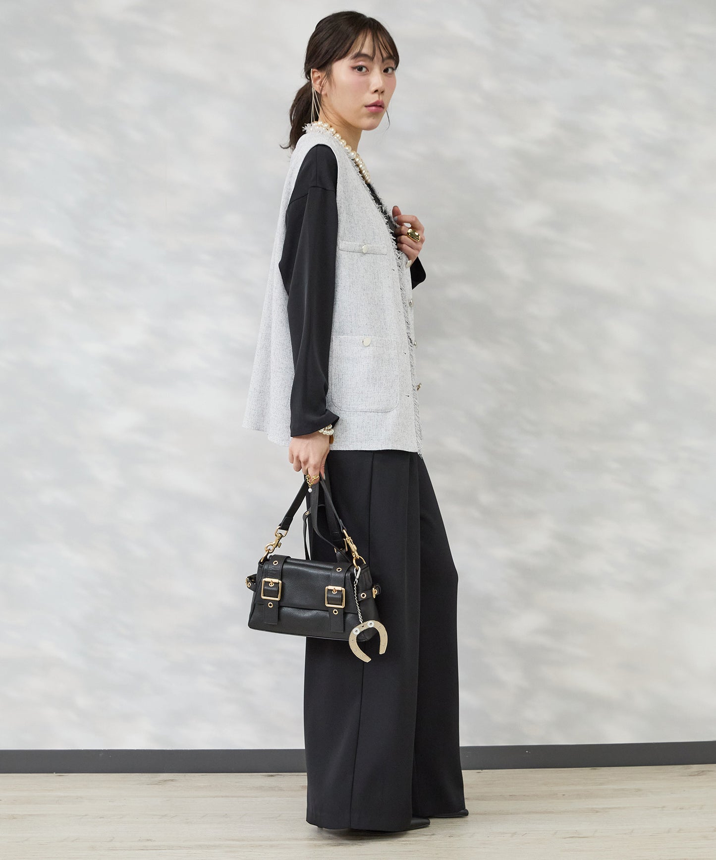 【JETSET SOLO PLUS】ツイードフリンジジレ