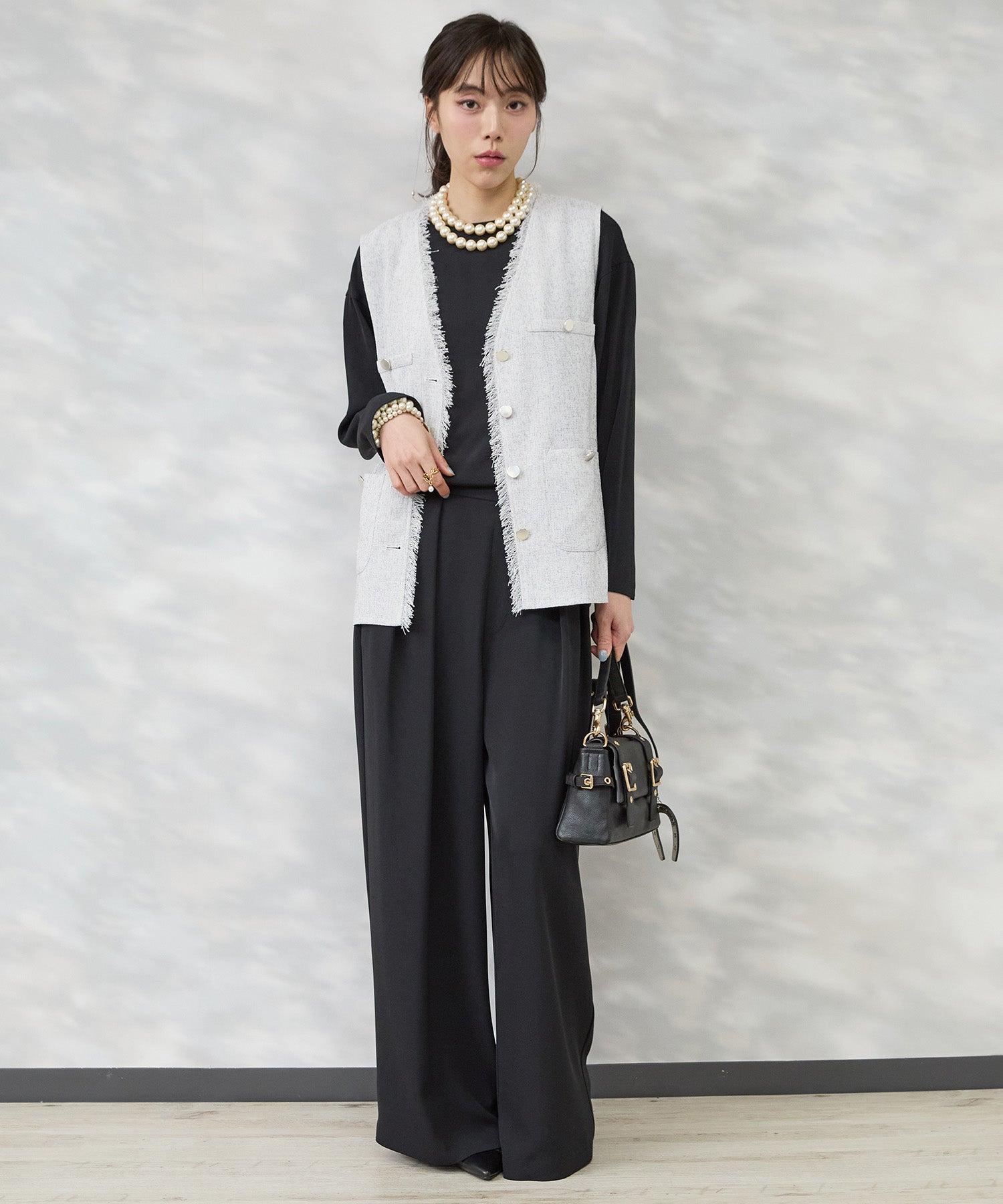 【JETSET SOLO PLUS】ツイードフリンジジレ