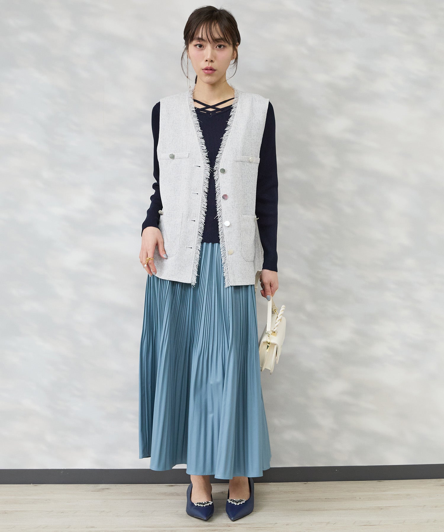 【JETSET SOLO PLUS】ツイードフリンジジレ