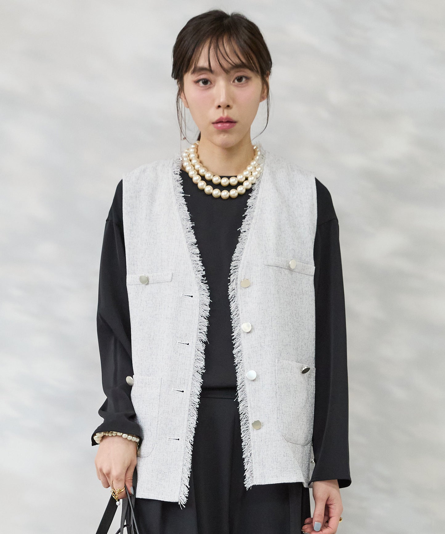 【JETSET SOLO PLUS】ツイードフリンジジレ