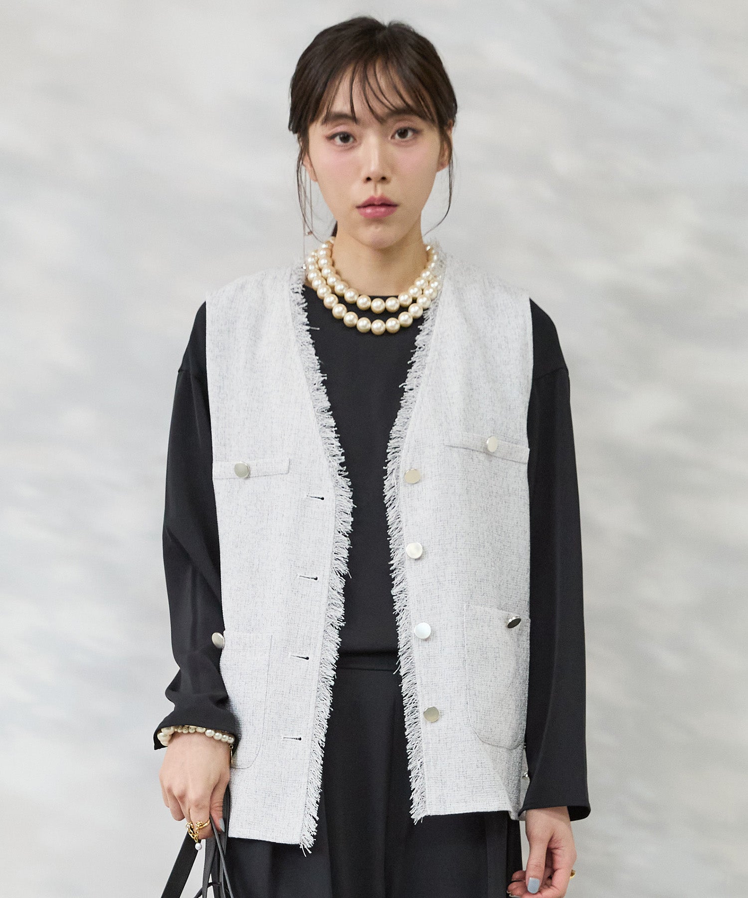 【JETSET SOLO PLUS】ツイードフリンジジレ