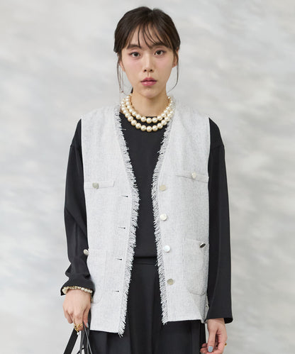 【JETSET SOLO PLUS】ツイードフリンジジレ