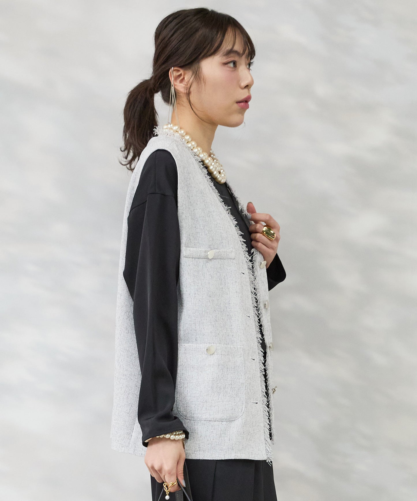 【JETSET SOLO PLUS】ツイードフリンジジレ