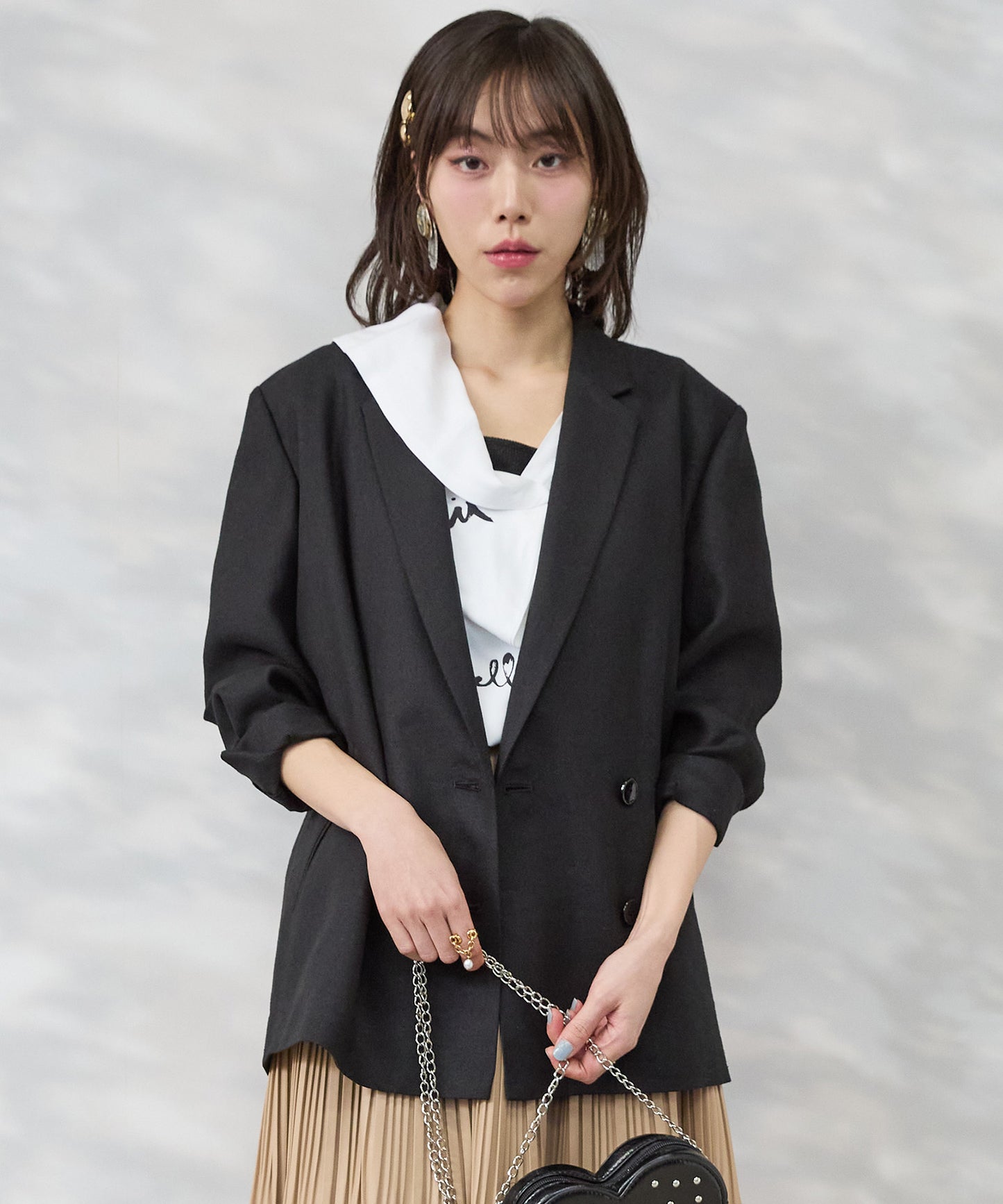 【JETSET SOLO PLUS】ラメリネンダブルブレストジャケット