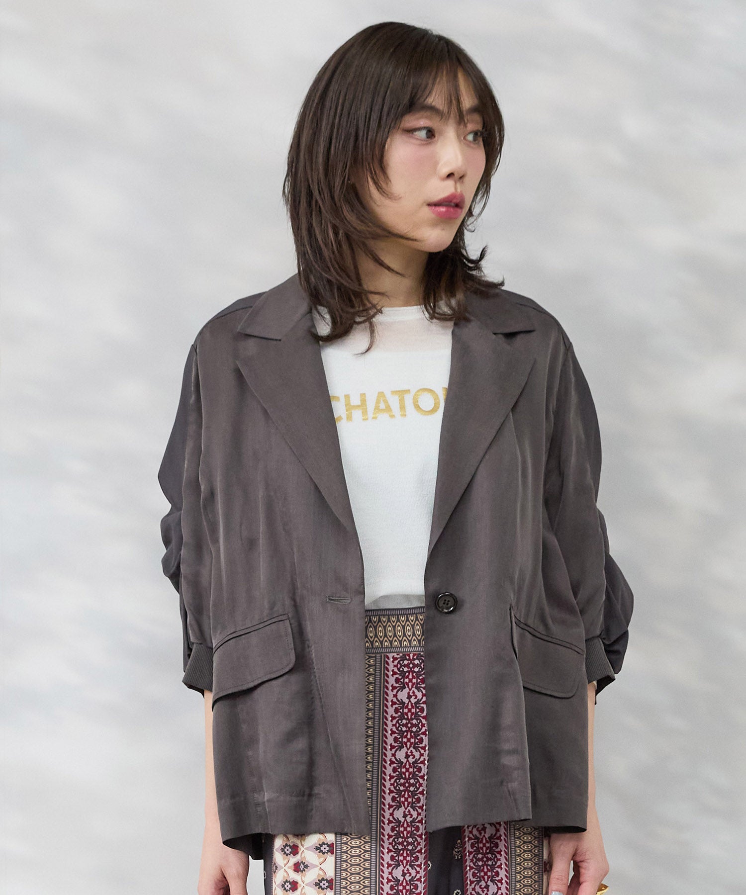 【FONT LAB】キュプラフィブリルギャザースリーブジャケット