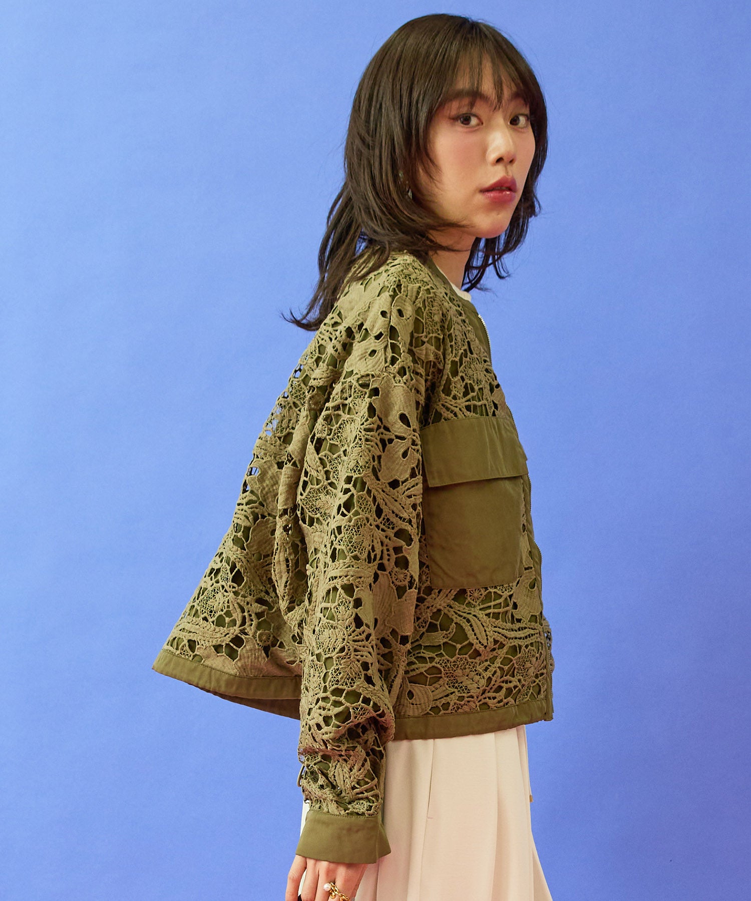 ブルゾン レディース ボタニカルモチーフ レース