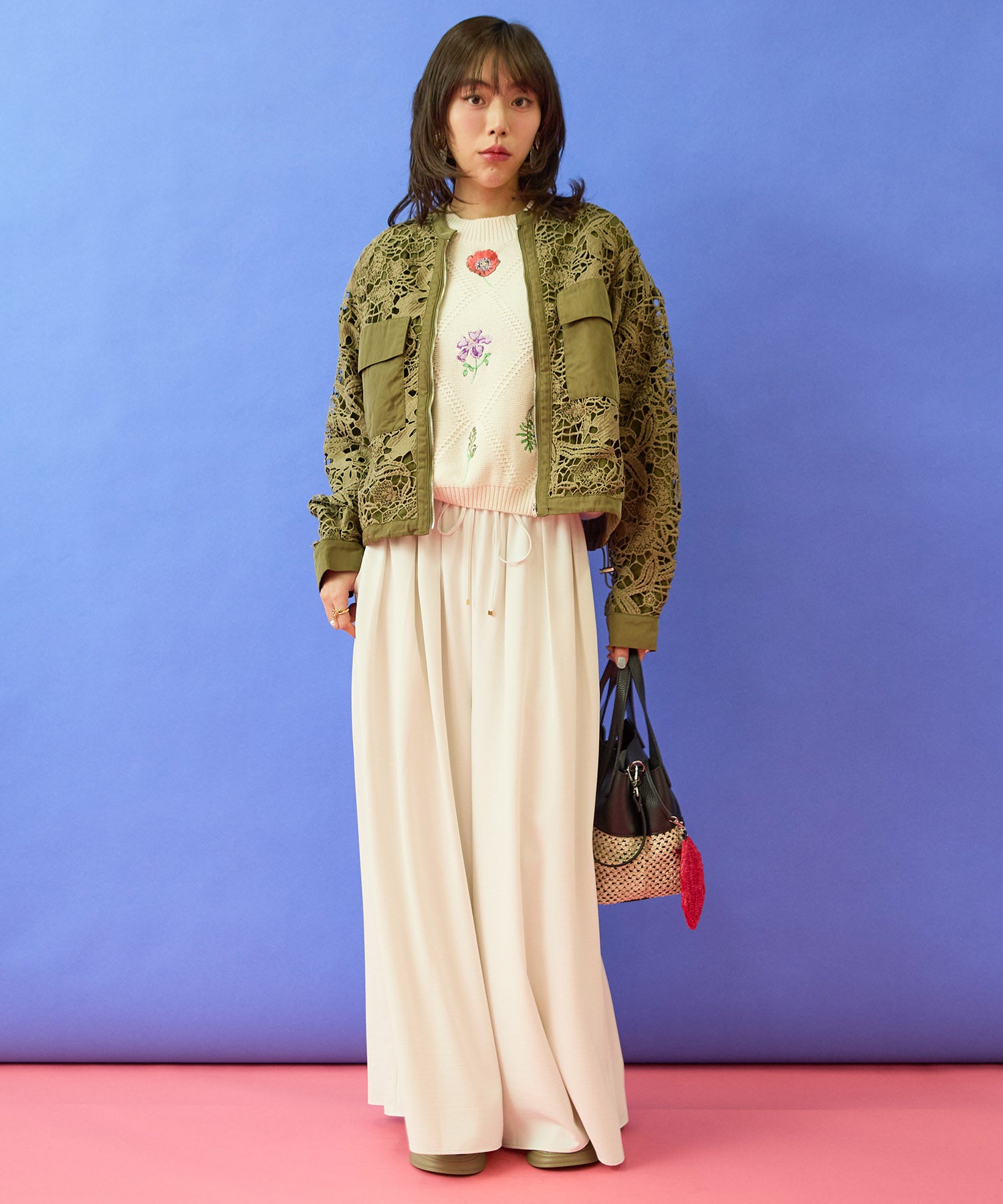 【FONT LAB】ボタニカルレースドロストヘムブルゾン