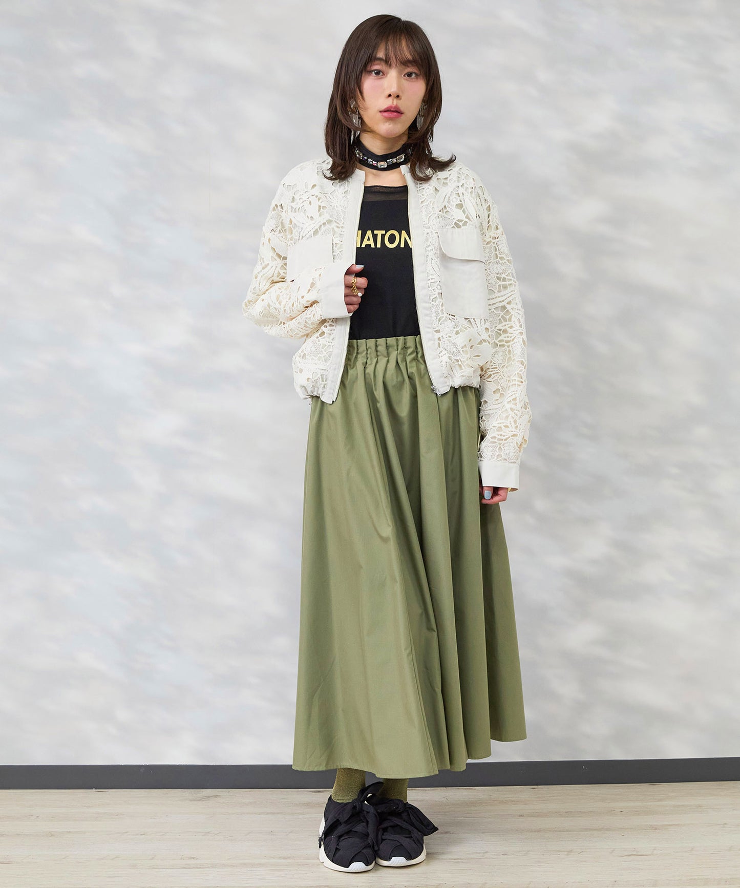 【FONT LAB】ボタニカルレースドロストヘムブルゾン