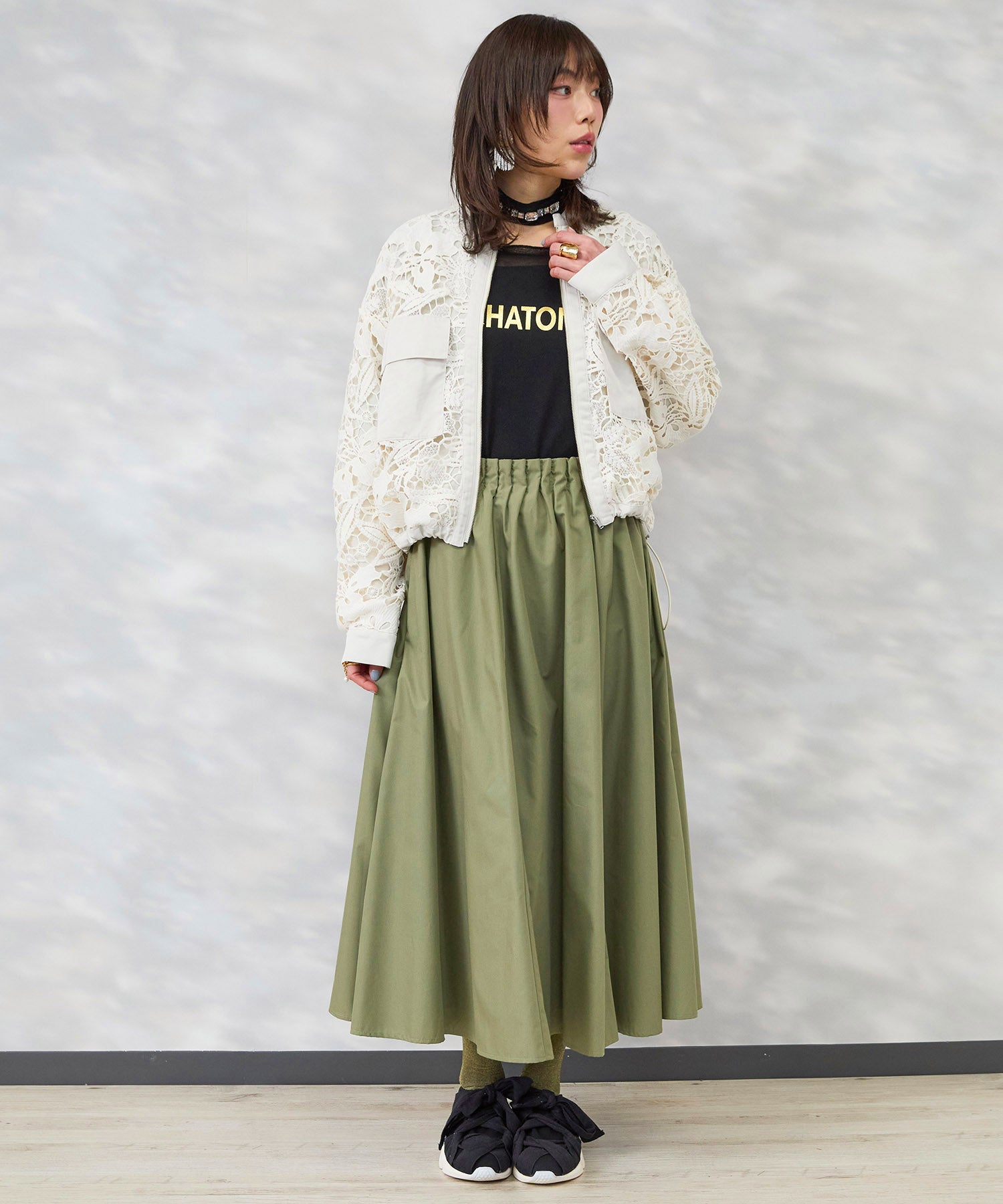 【FONT LAB】ボタニカルレースドロストヘムブルゾン