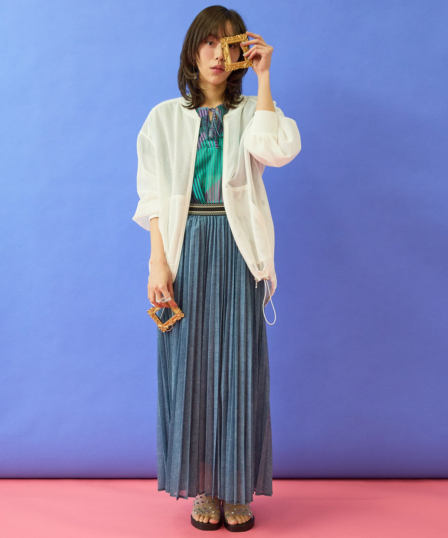 【FONT LAB】メッシュ異素材コンビチュニックMA-1