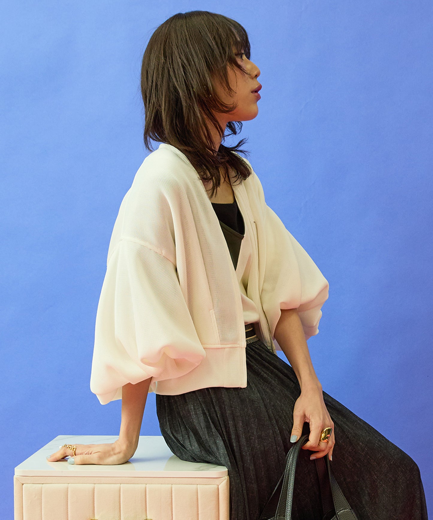 【FONT LAB】ダンボールメッシュボリュームスリーブブルゾン