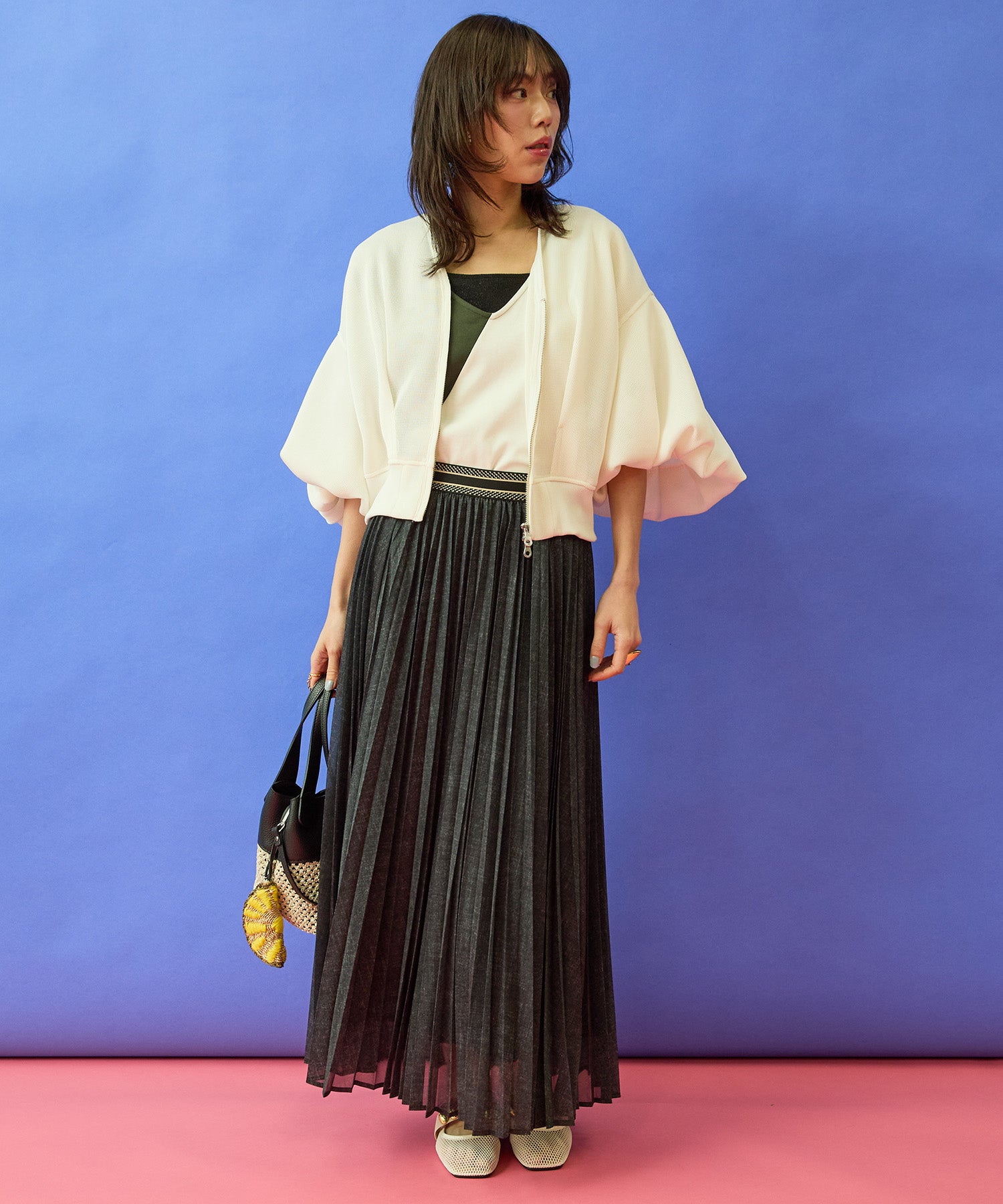 【FONT LAB】ダンボールメッシュボリュームスリーブブルゾン