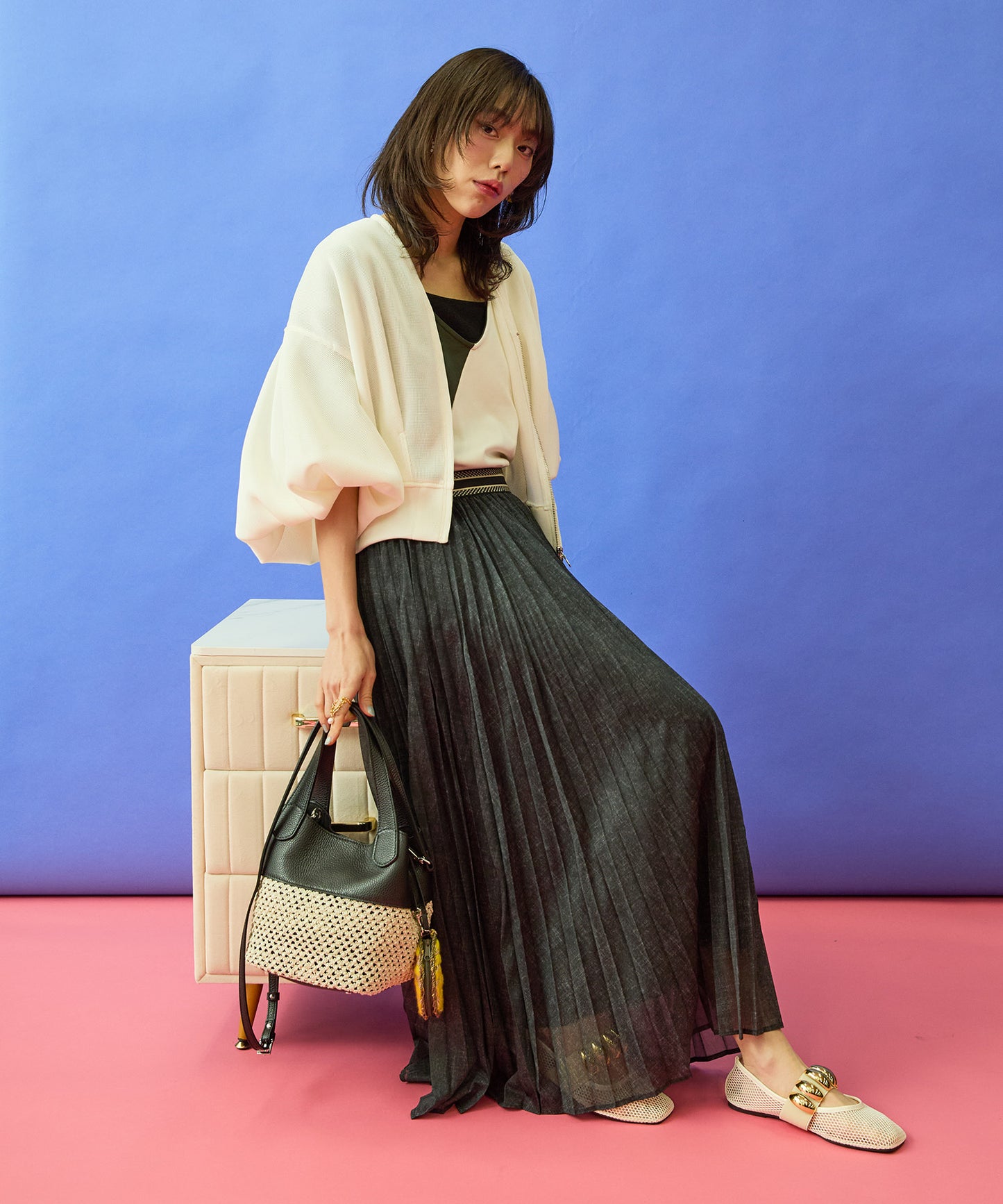 【FONT LAB】ダンボールメッシュボリュームスリーブブルゾン