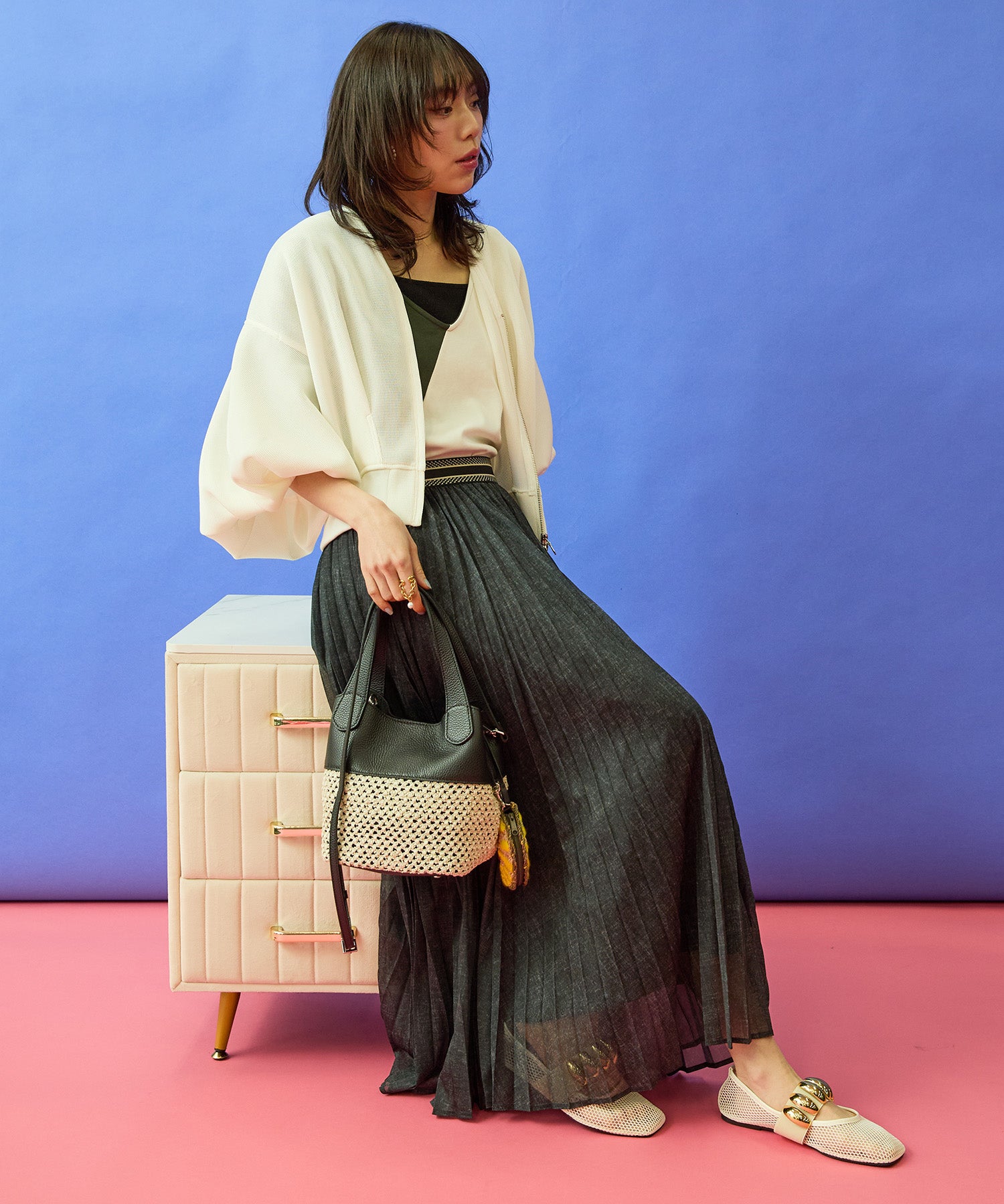 【FONT LAB】ダンボールメッシュボリュームスリーブブルゾン