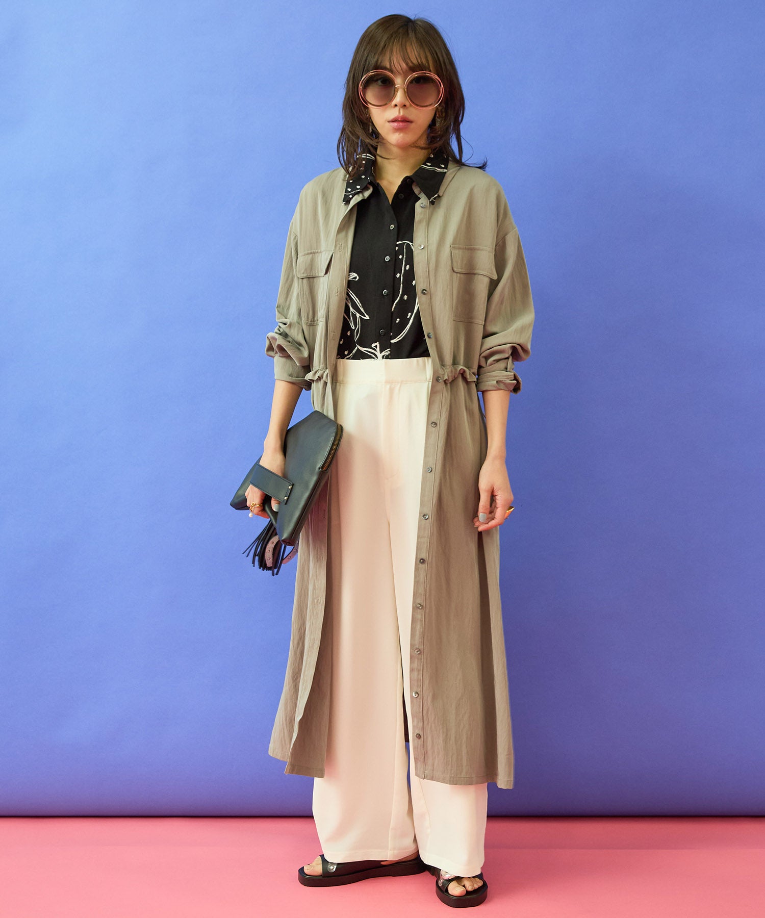 【JETSET SOLO PLUS】ウエストドロストシャツワンピース