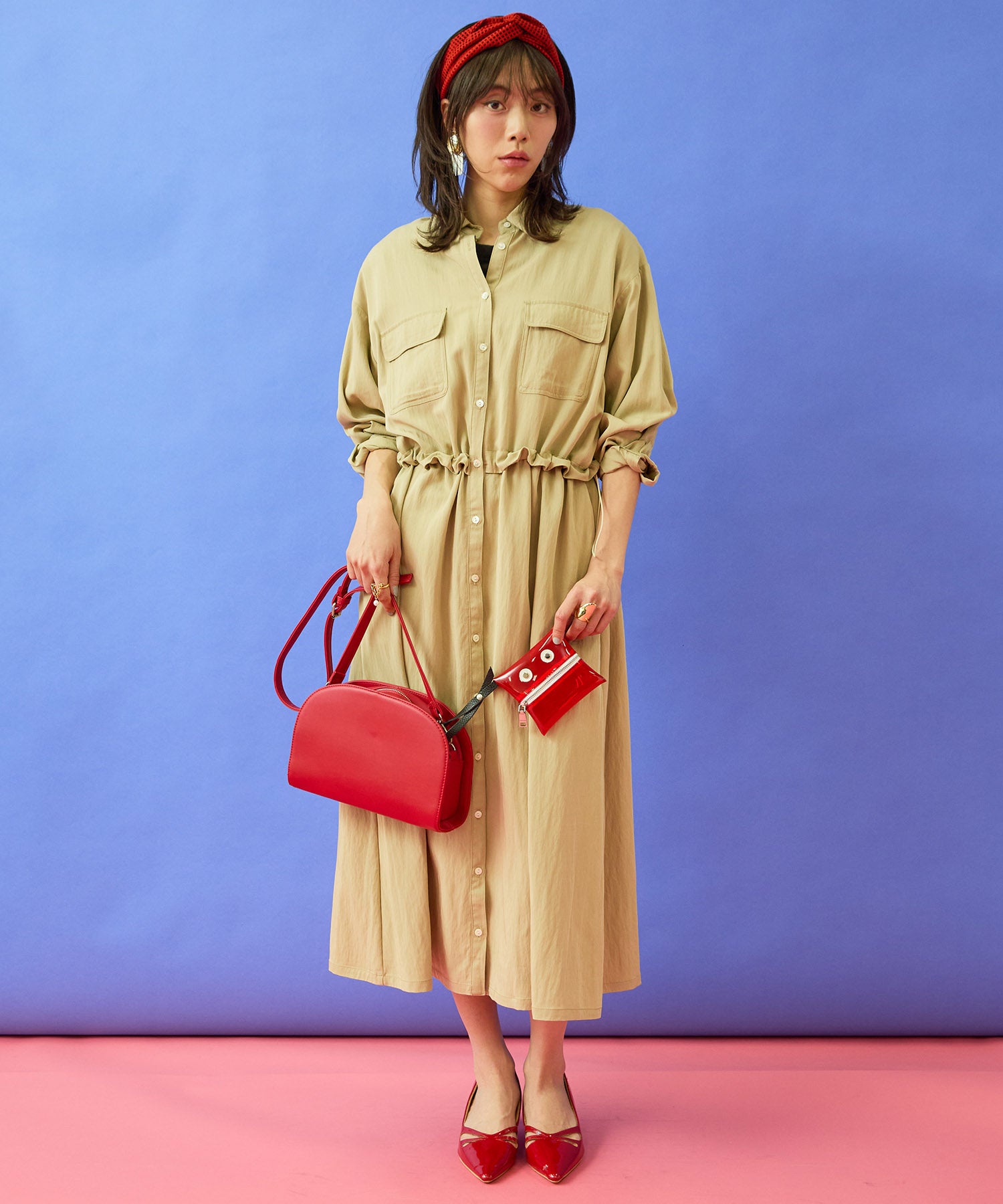 【JETSET SOLO PLUS】ウエストドロストシャツワンピース