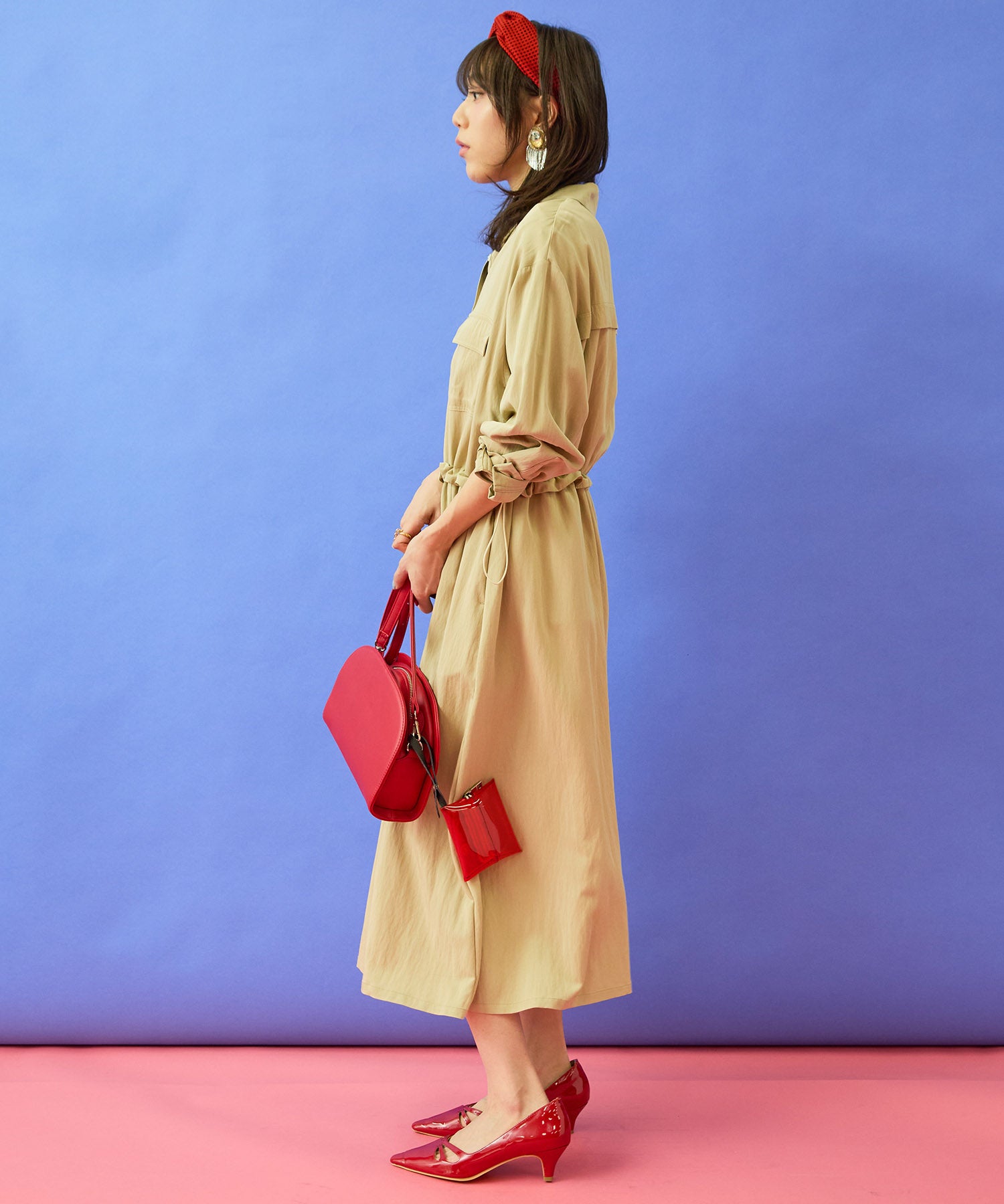 【JETSET SOLO PLUS】ウエストドロストシャツワンピース