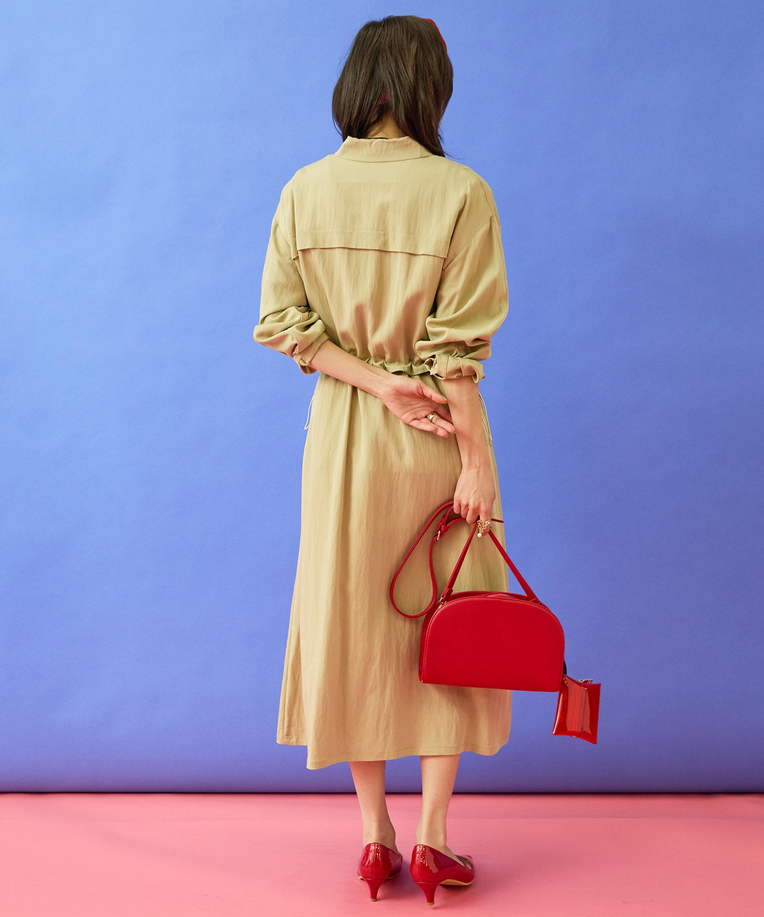 【JETSET SOLO PLUS】ウエストドロストシャツワンピース