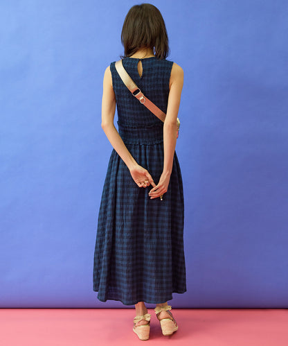 【FRNCH】ダークギンガムシャーリングワンピース