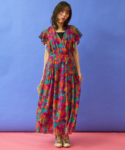 【the Korner】フラワープリントカシュクールワンピース