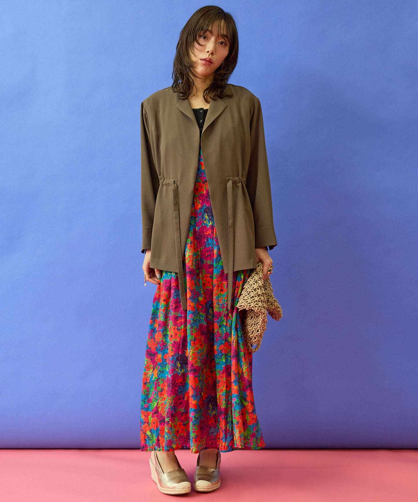 【the Korner】フラワープリントカシュクールワンピース