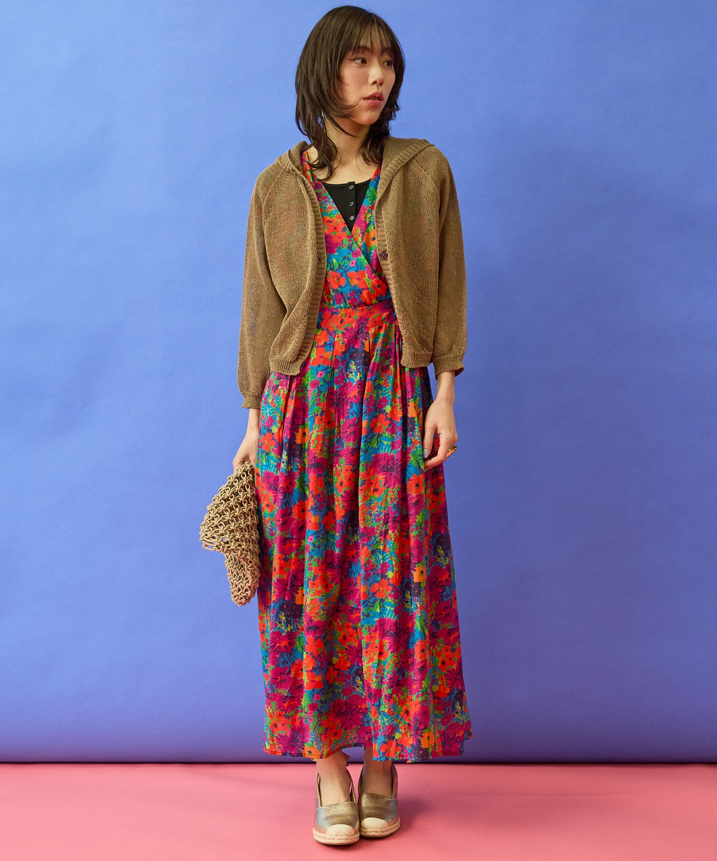 【the Korner】フラワープリントカシュクールワンピース