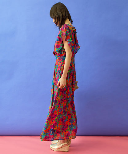 【the Korner】フラワープリントカシュクールワンピース