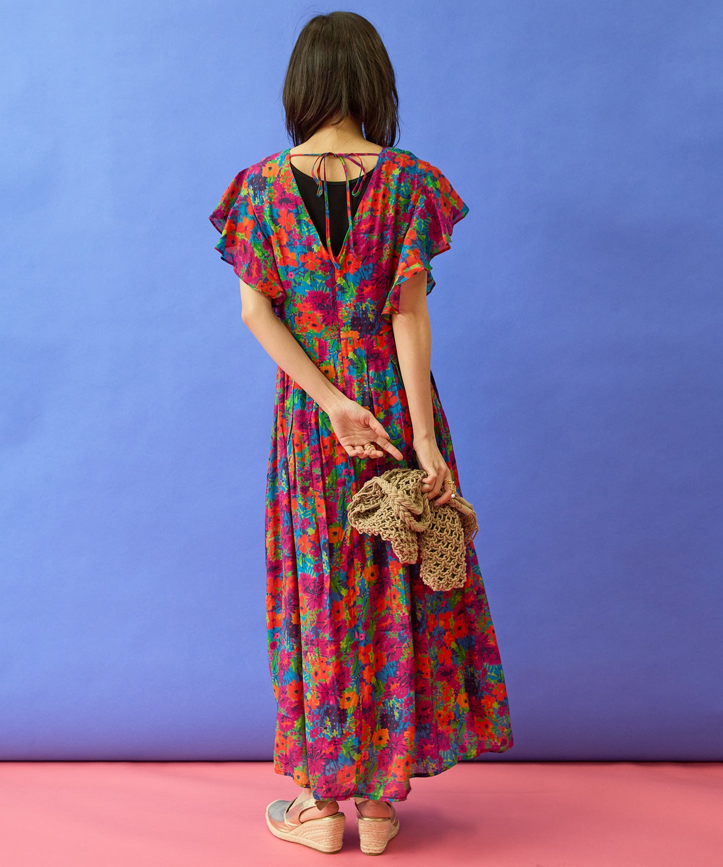 【the Korner】フラワープリントカシュクールワンピース