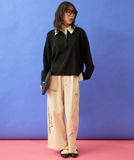 ニット レディース 春 レイヤード フェイクシャツ クロップドニット