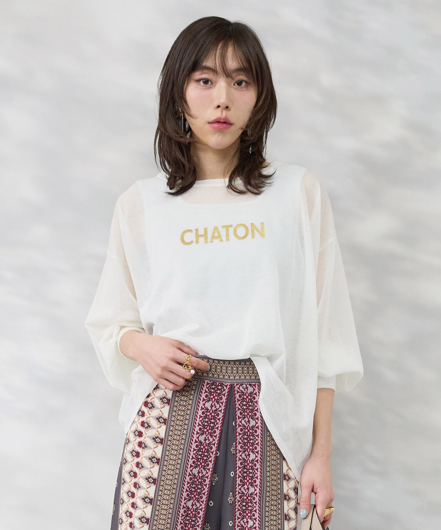 【FONT LAB】メタリックロゴシアーニット