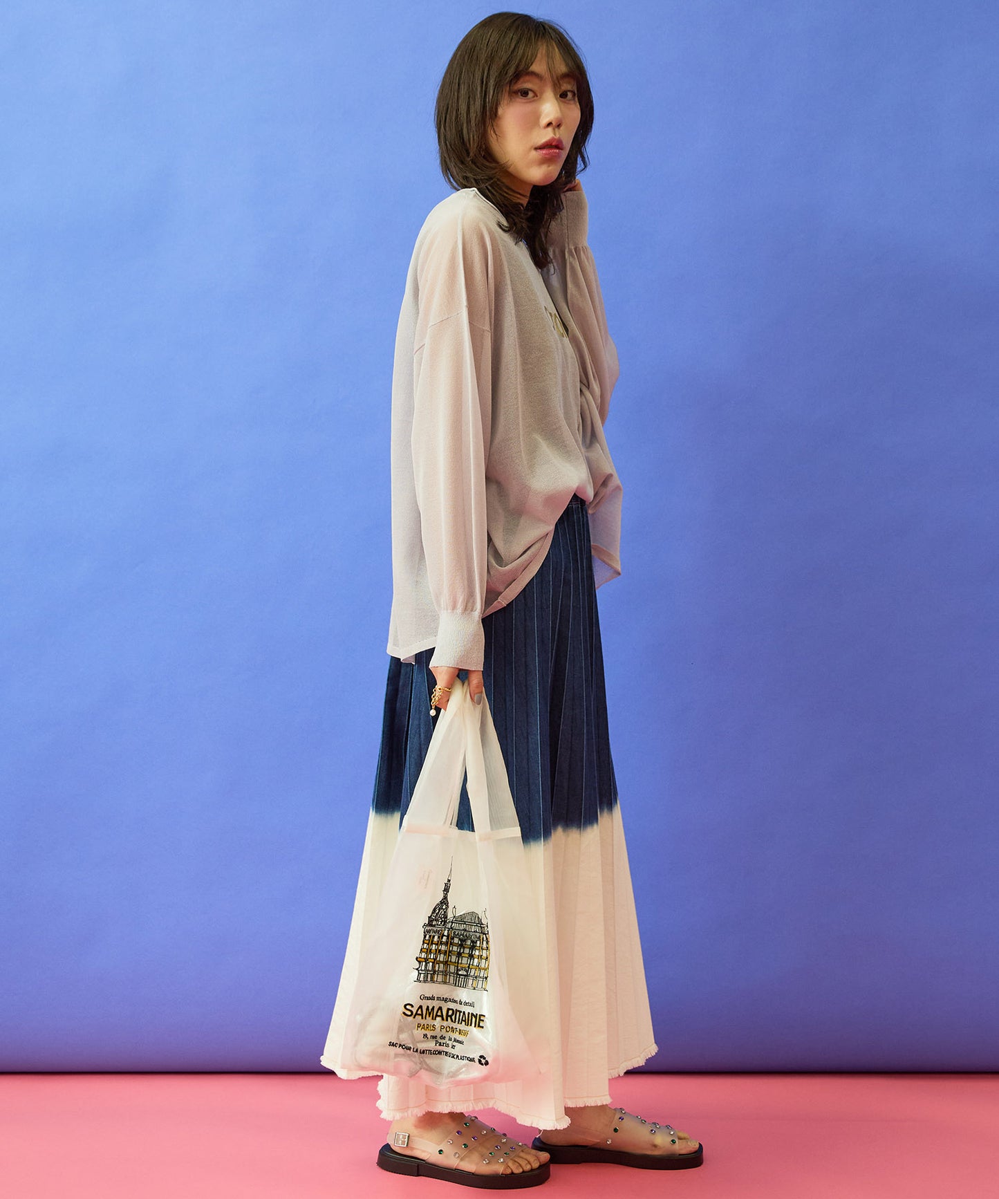 【FONT LAB】メタリックロゴシアーニット