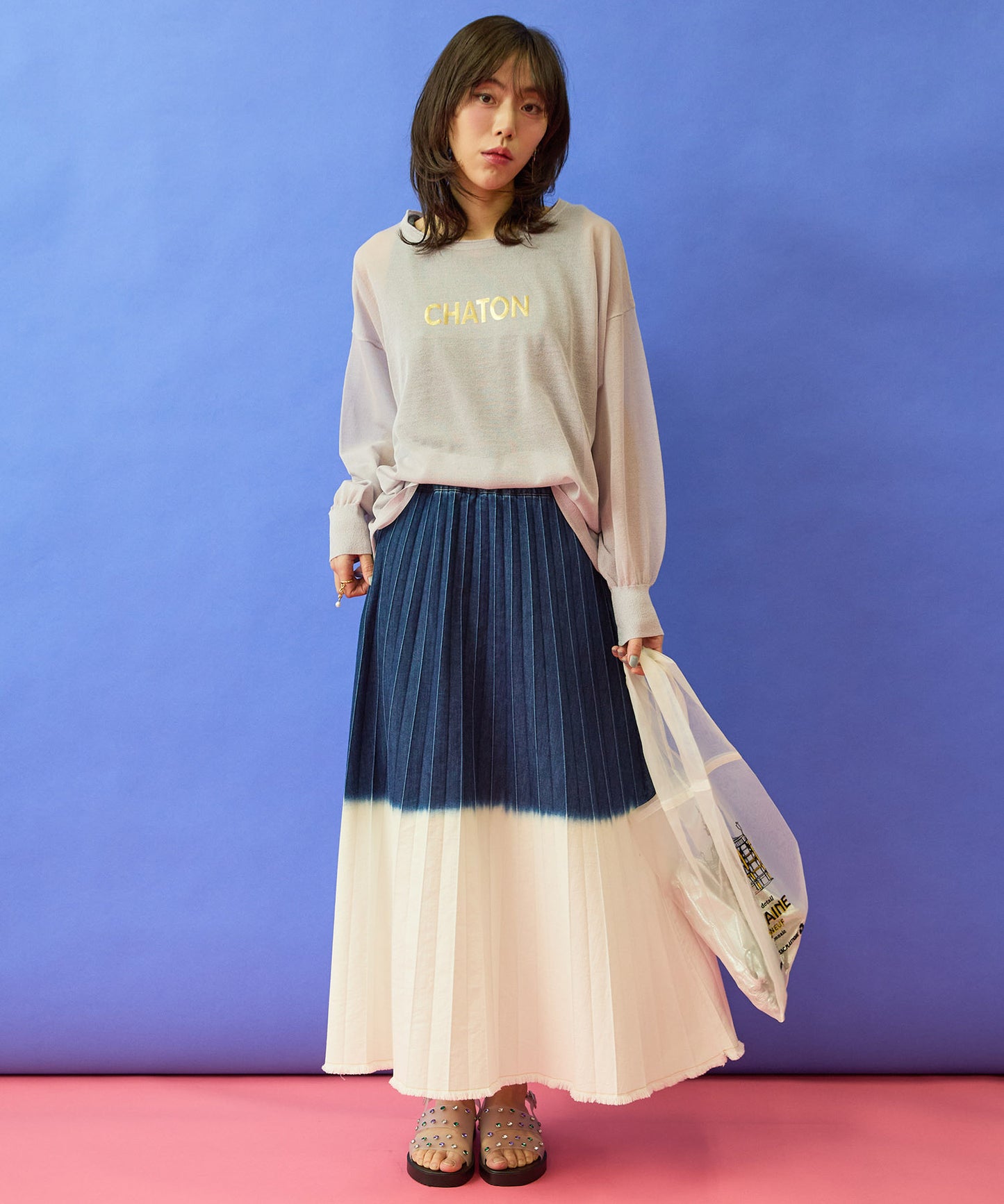 【FONT LAB】メタリックロゴシアーニット