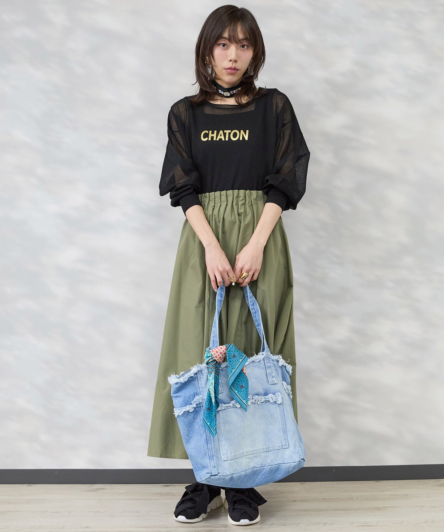 【FONT LAB】メタリックロゴシアーニット