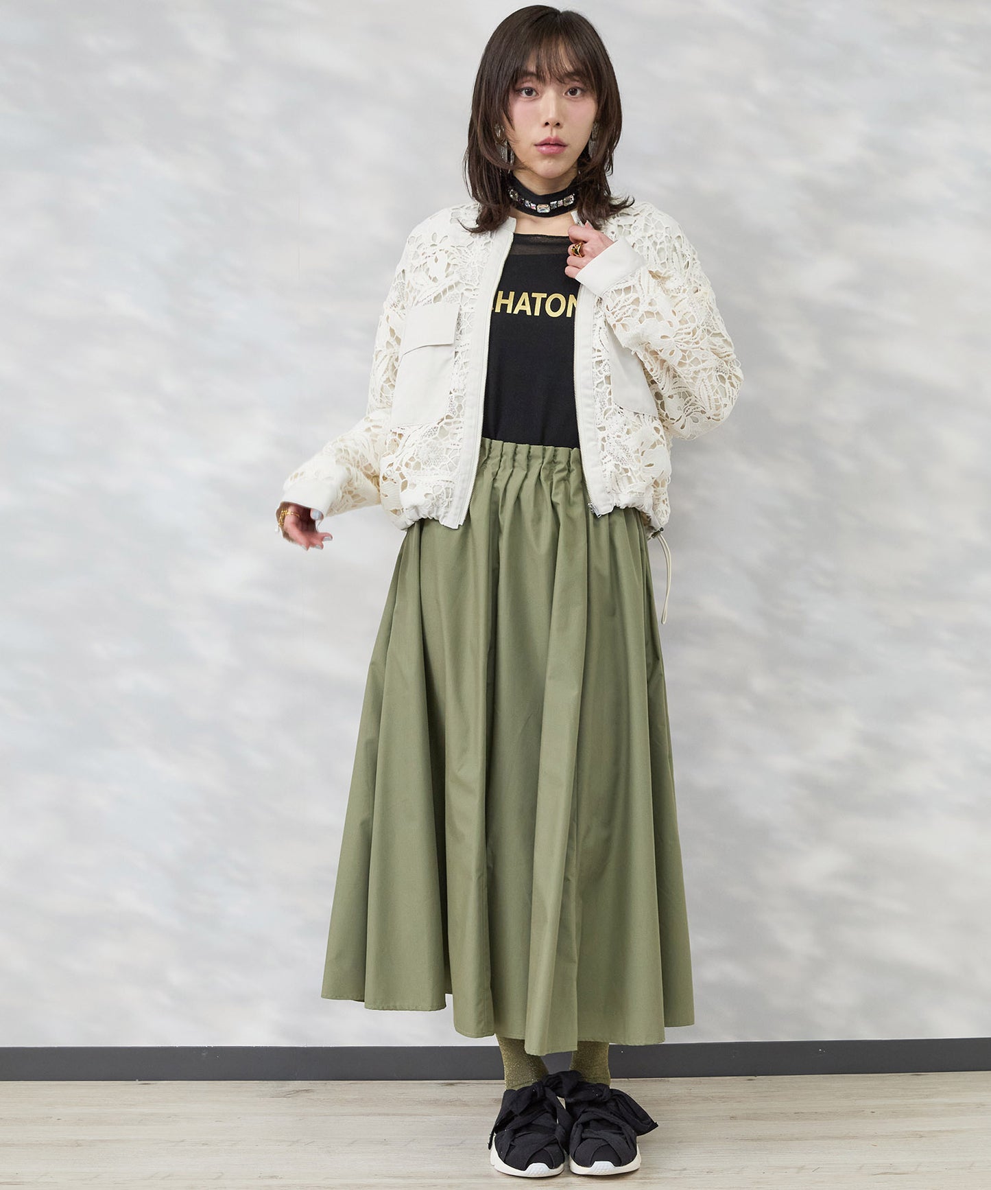 【FONT LAB】メタリックロゴシアーニット