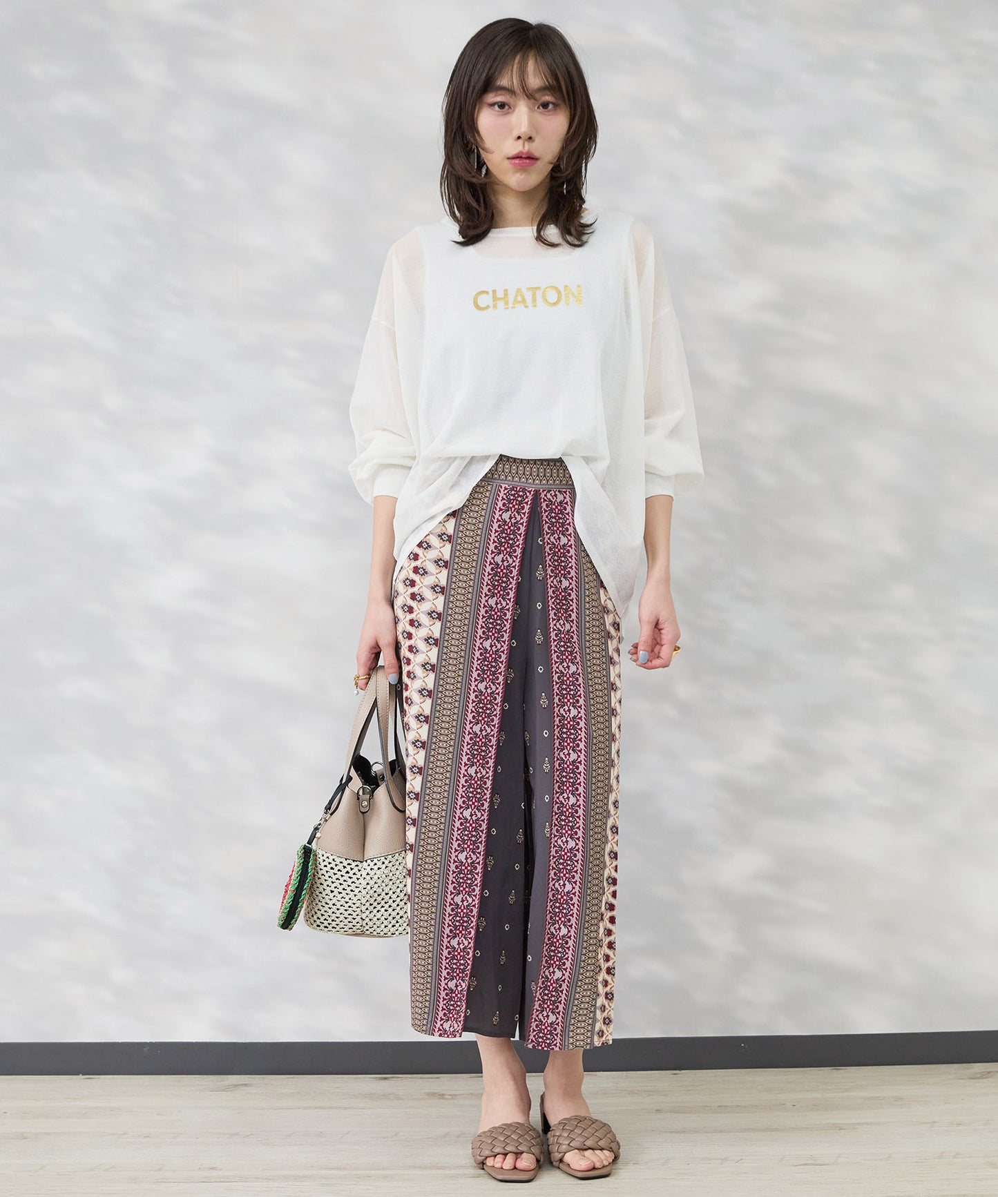 【FONT LAB】メタリックロゴシアーニット