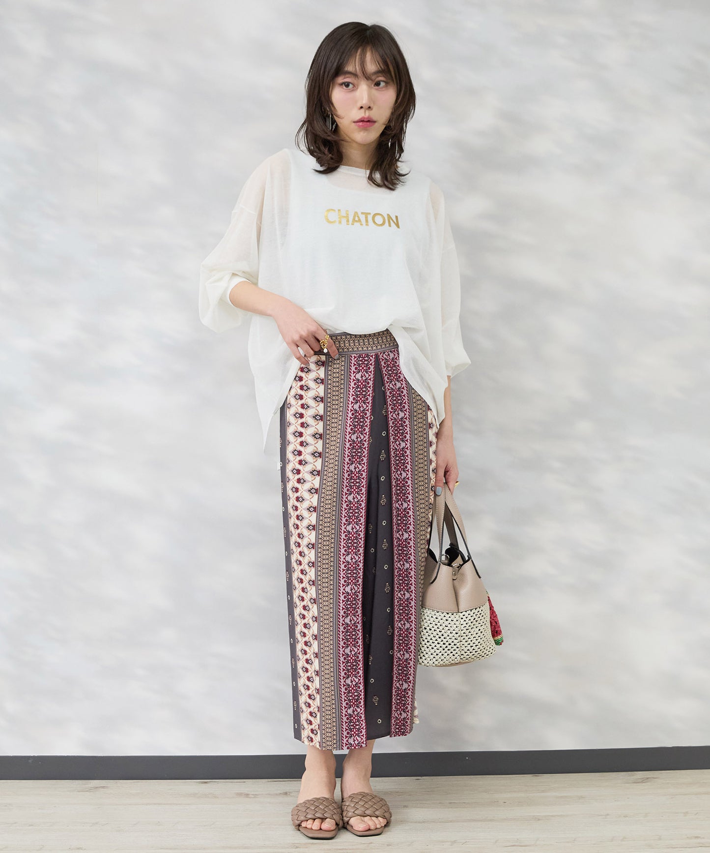 【FONT LAB】メタリックロゴシアーニット