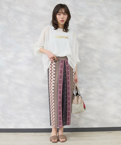 【FONT LAB】メタリックロゴシアーニット