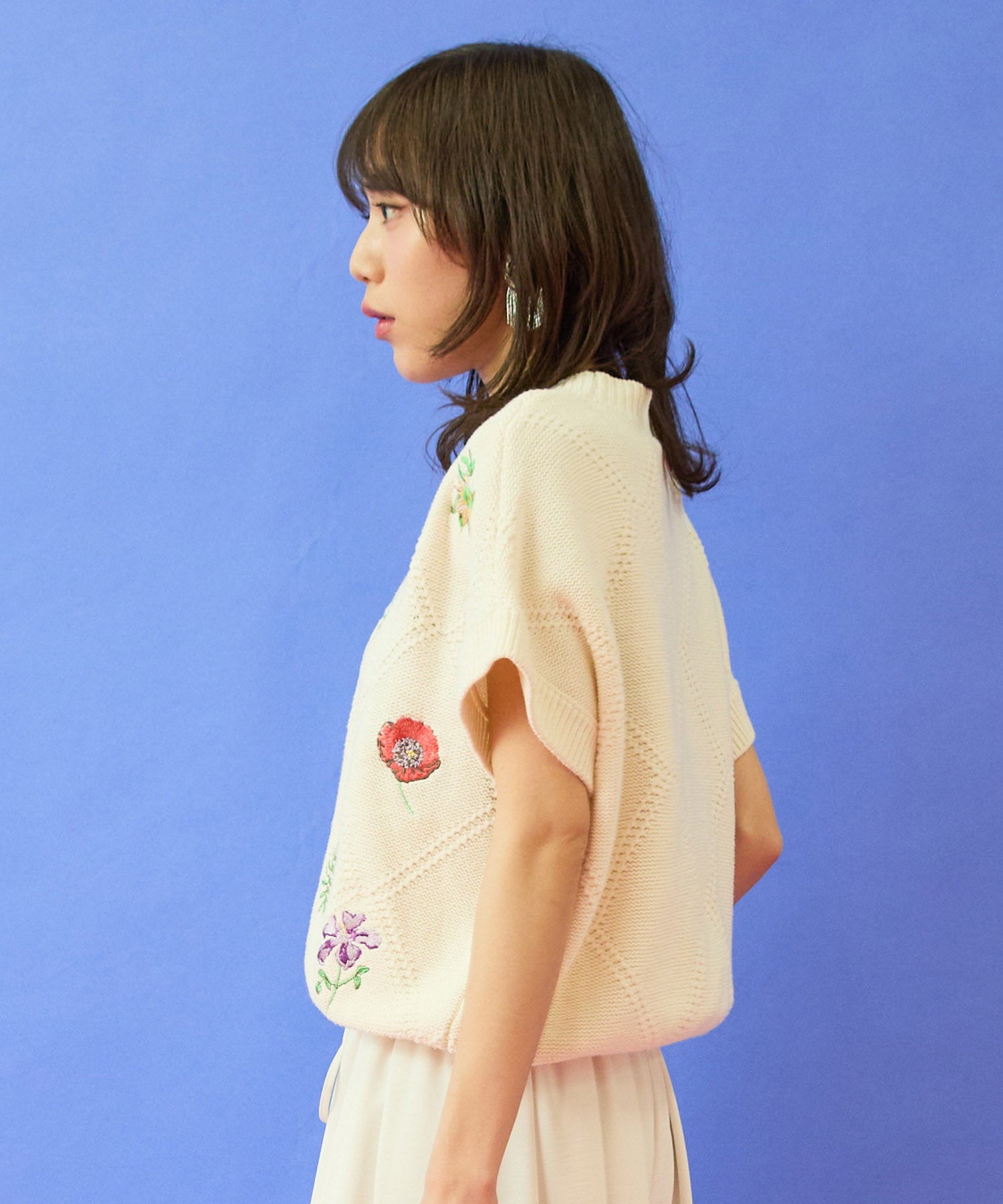 【NUMPH】フラワーモチーフサマーニット