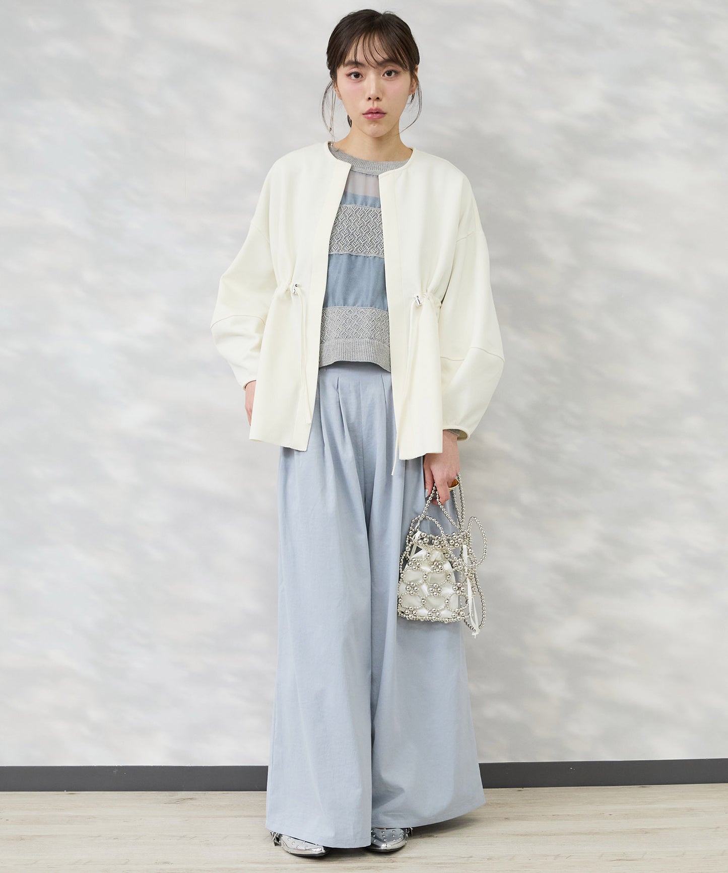 【FONT LAB】カットジョーゼットドロストトッパーハオリ