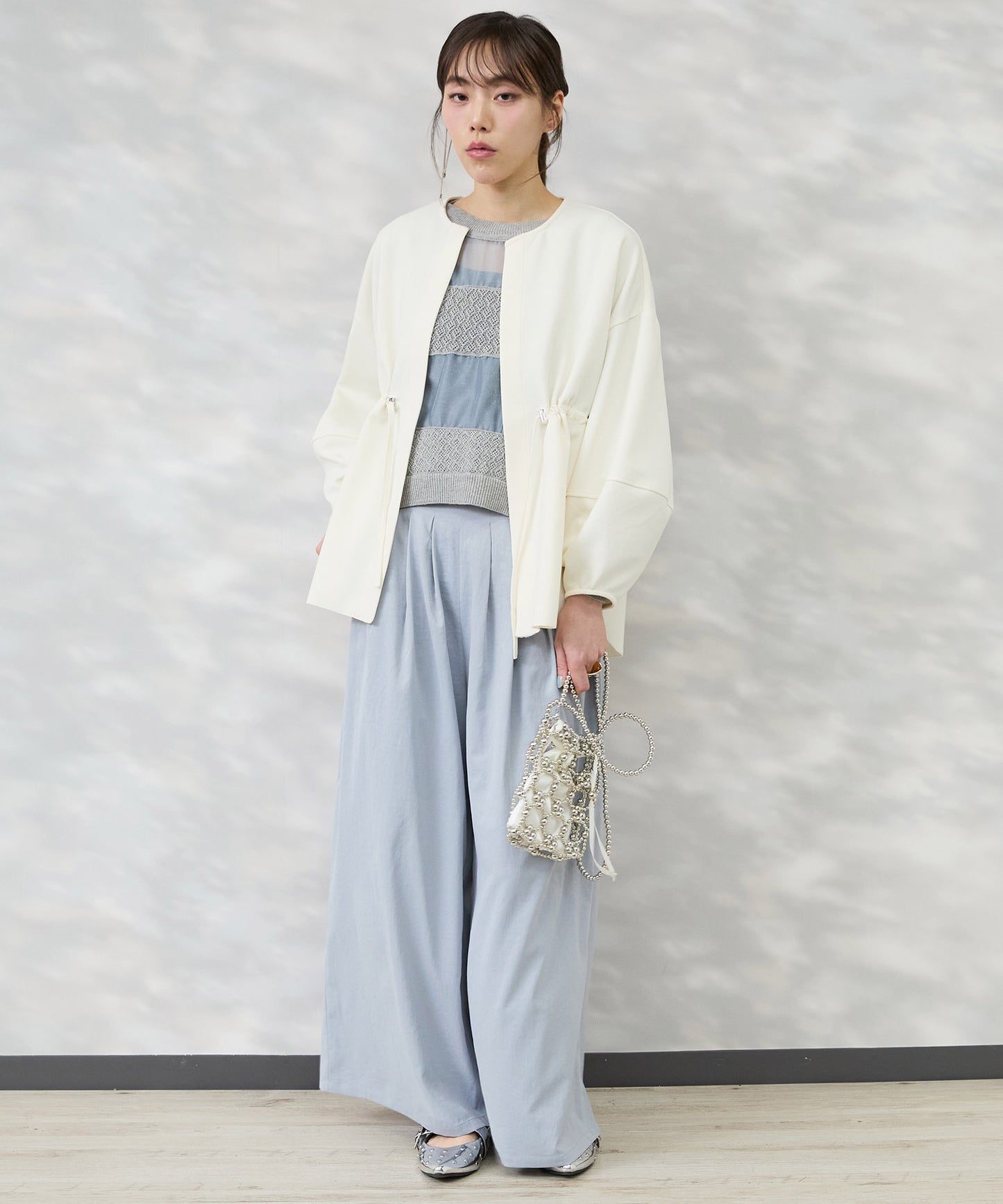 【FONT LAB】カットジョーゼットドロストトッパーハオリ