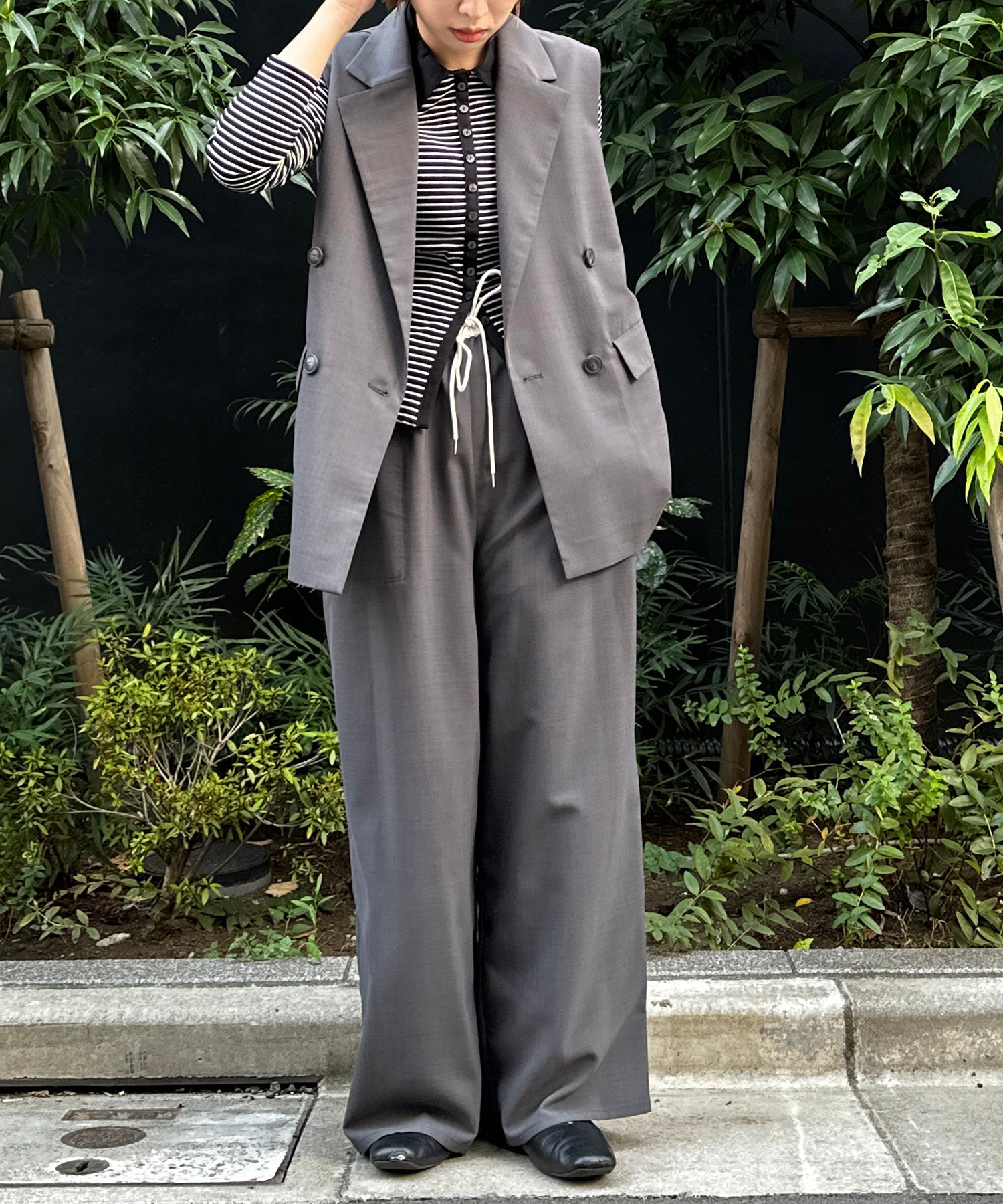 【INNOWAVE】【R】ボーダーリブカットソー