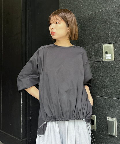 【FONT LAB】シルケットポンチ異素材コンビトップス