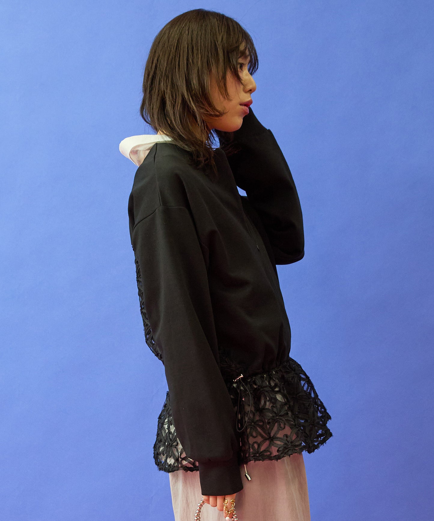 【FONT LAB】チュール刺繍コンビ2WAYトップス