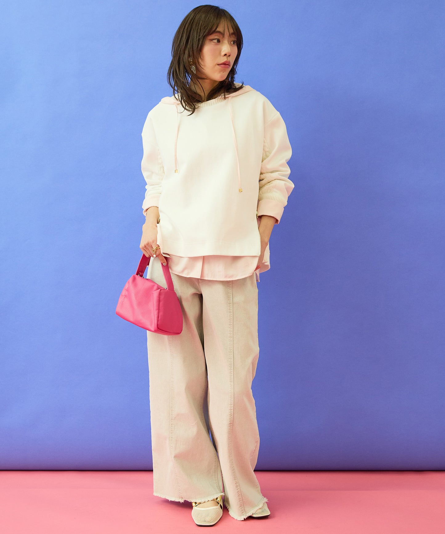 【FONT LAB】ケーブルコンビZIPデザインスウェット