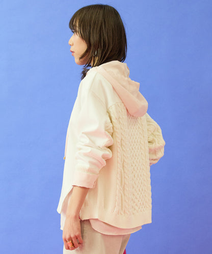 【FONT LAB】ケーブルコンビZIPデザインスウェット