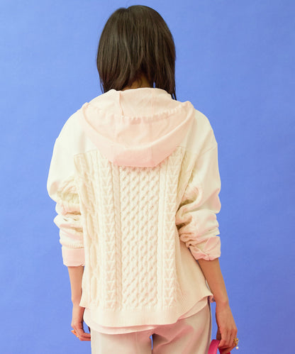 【FONT LAB】ケーブルコンビZIPデザインスウェット