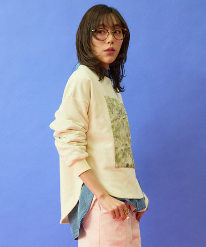 スウェット レディース 春 フォトプリント ロゴスウェット