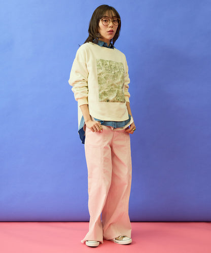 【FONT LAB】フォトプリント×ロゴボートネックスウェット